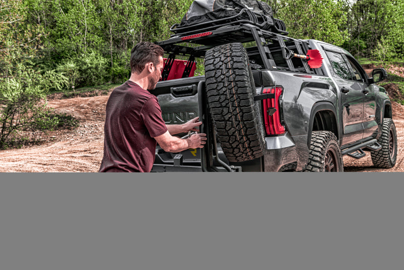 GOR Spare Tire Carriers - Go Rhino Swing-A-Way Hitch Mounted Tire Carrier (Lic. Plate Lights Not Included) - Textured Black