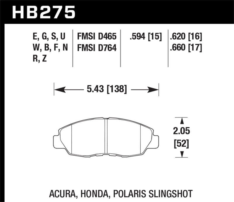 HAWK DTC-70 Brake Pad Sets - Hawk 96-15 Honda Civic (Coupe/Sedan) DTC-70 Race Front Brake Pads