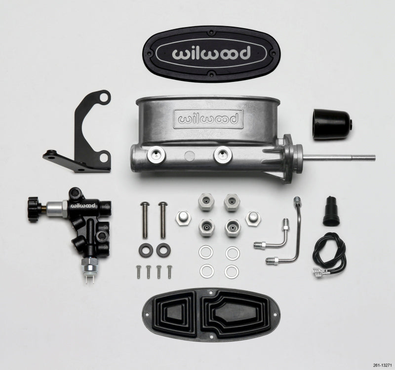 WIL Master Cylinder - Wilwood HV Tandem M/C Kit w L/H Bracket & Prop Valve - 7/8in Bore-W/Pushrod