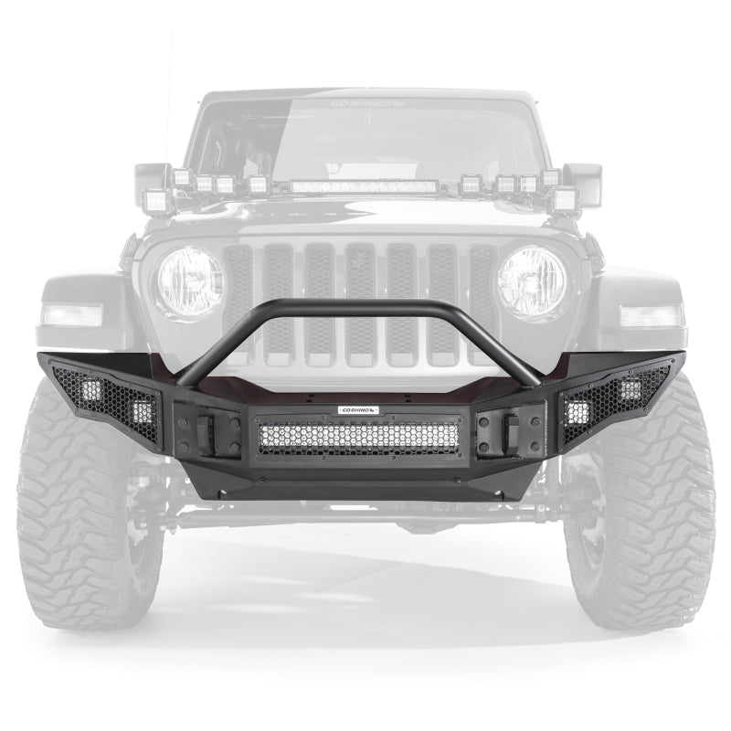 GOR Rockline Bumper - Go Rhino 07-20 Jeep Wrangler JL/JLU/JK/JKU/Gladiator JT Rockline Full Width Bumper w/ Overrider
