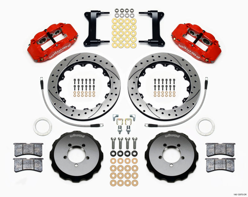 WIL Superlite Brake Kit - Wilwood Narrow Superlite 6R Front Hat Kit 12.88in Drill Red 2012-Up Toyota / Scion FRS w/ Lines