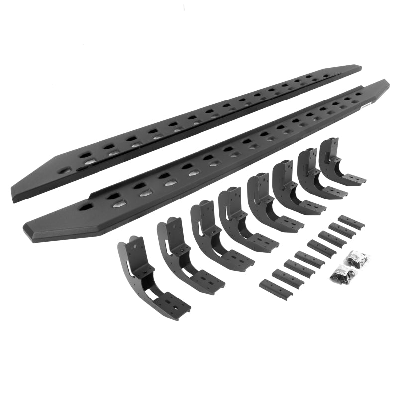 GOR RB20 Slim Running Boards - Go Rhino 19-22 GMC Sierra 1500 CC 4DR (New Bdy) RB20 Slim Running Boards Kit (w/Brackets) - Tex. Blk