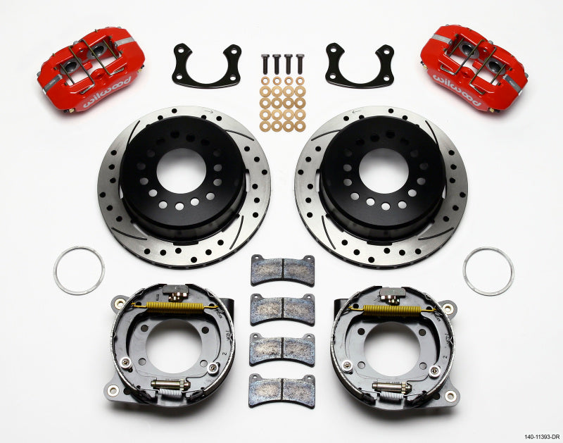 WIL Dynapro Brake Kit - Wilwood Dynapro Low-Profile 11.00in P-Brake Kit Drill-Red Small Ford 2.66in Offset