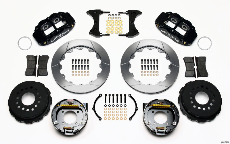 WIL Superlite Brake Kit - Wilwood Narrow Superlite 4R Rear P-Brk Kit 12.88in Chevy 12 Bolt-Spec 3.15in Bearing Front mt