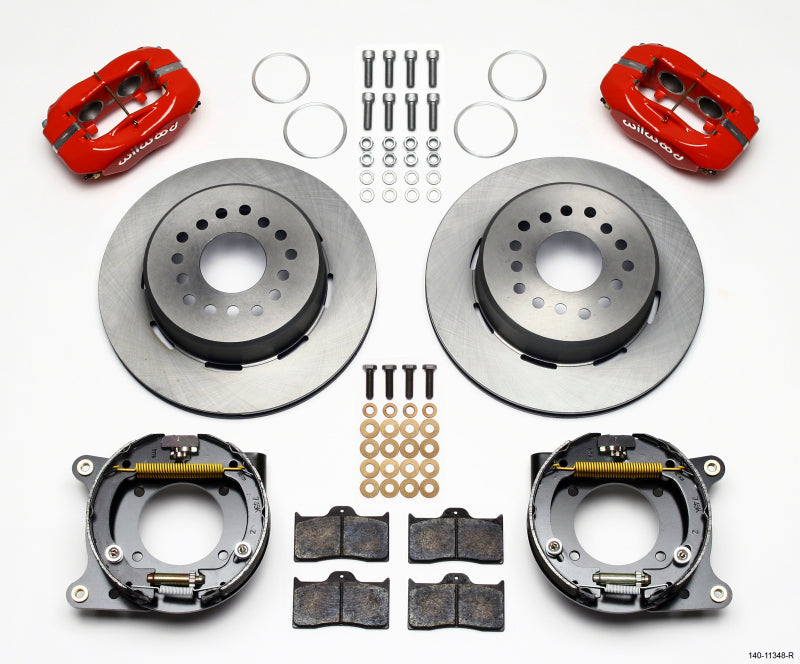 WIL Dynalite Brake Kit - Wilwood Forged Dynalite P/S Park Brake Kit Red 55-57 Chevy 2.34in Offset