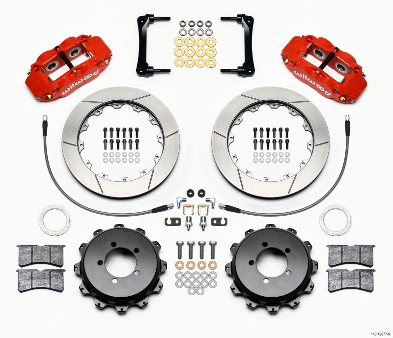 WIL Superlite Brake Kit - Wilwood Narrow Superlite 4R Rear Kit 12.88in Red 2008-2012 Subaru WRX w/Lines