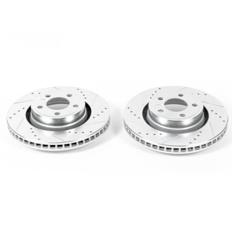 PSB Evolution Drill/Slot Rotor - Power Stop 15-19 Ford Mustang Front Evolution Drilled & Slotted Rotors - Pair