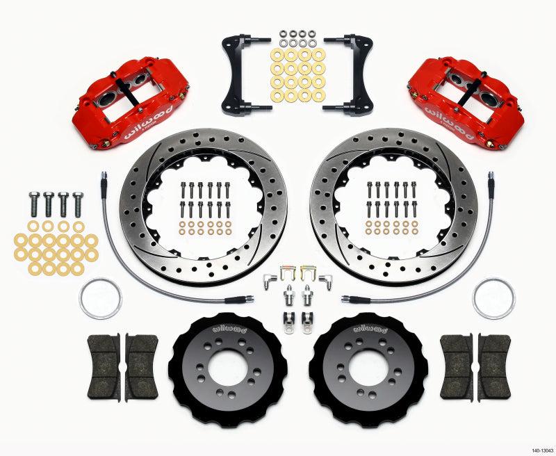 WIL Superlite Brake Kit - Wilwood Narrow Superlite 6R Front Hat Kit 13.06in Drilled Red 2008-up Hyundai Genesis Coupe w/Lines