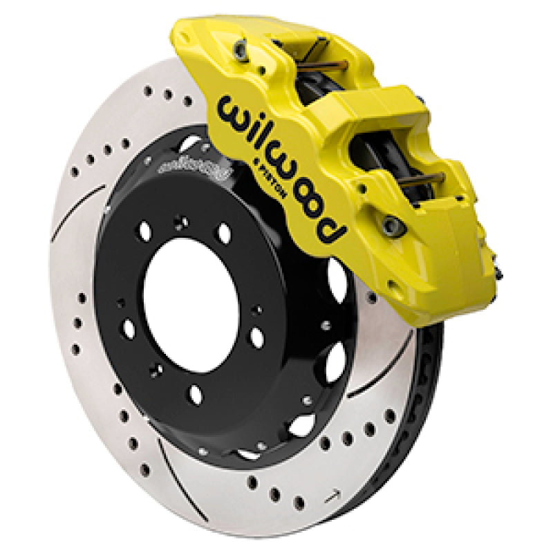 WIL Aero Brake Kit - Wilwood 99-12 Porsche 911 (996/997) Aero6 Front Brake Kit Drill/Slot 14.00in Rotor W/Lines - Ylw