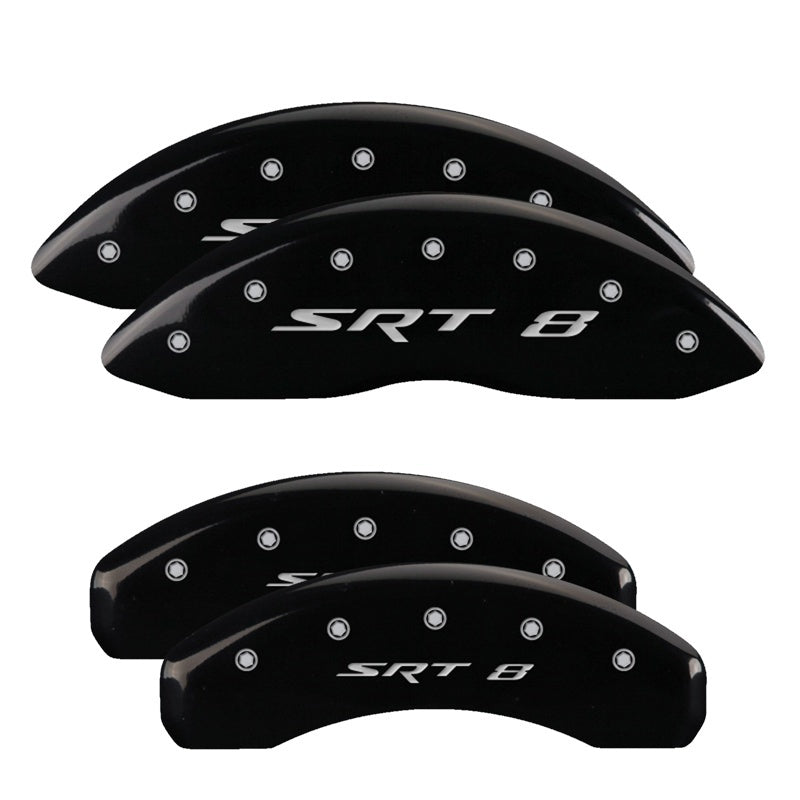 MGP Caliper Covers 4 Logo - MGP 4 Caliper Covers Engraved Front & Rear 11-18 Jeep Grand Cherokee Black Finish Silver SRT-8 Logo