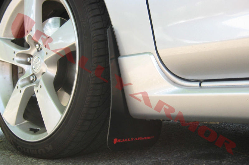RAL UR Blk Flap/Rd Logo - Rally Armor 04-09 Mazda3/Speed3 Black UR Mud Flap w/ Red Logo