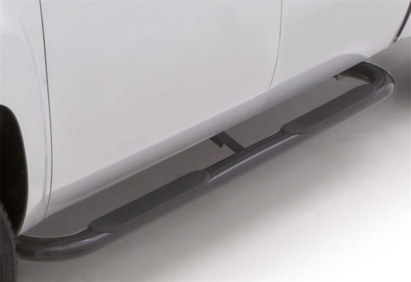 LND Nerf Bars - Black - Lund 94-02 Dodge Ram 2500 Quad Cab 4in. Oval Curved Steel Nerf Bars - Black