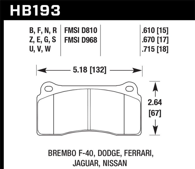 HAWK HPS 5.0 Brake Pad Sets - Hawk 2003-2006 Dodge Viper SRT-10 HPS 5.0 Front Brake Pads