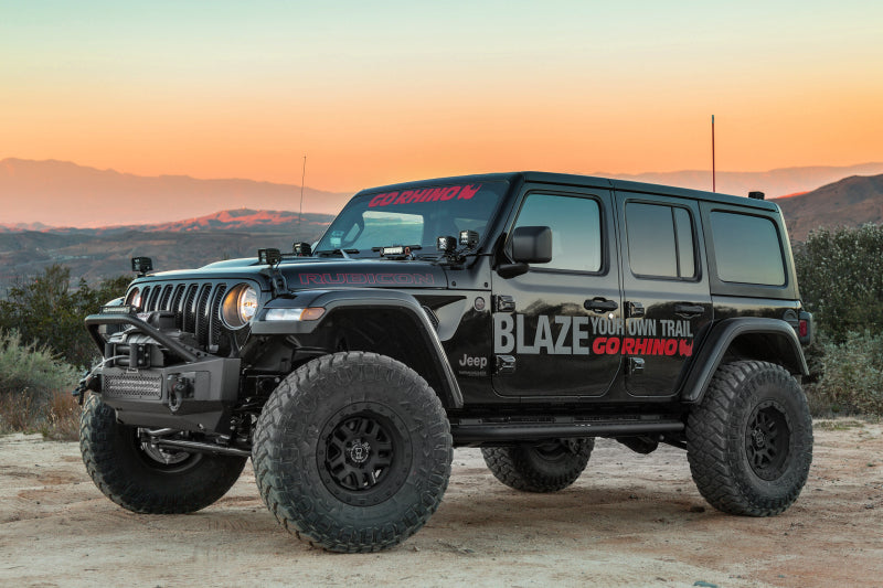 GOR Rockline Bumper - Go Rhino 07-20 Jeep Wrangler JL/JLU/JK/JKU/Gladiator JT Rockline Front Stubby Bumper w/ Overrider