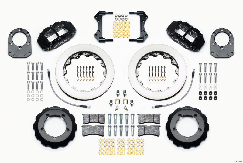 WIL Superlite Brake Kit - Wilwood Narrow Superlite 4R Front Hat Kit 12.88in Red 66-75 Ford Bronco Dana 30/44 w/Lines