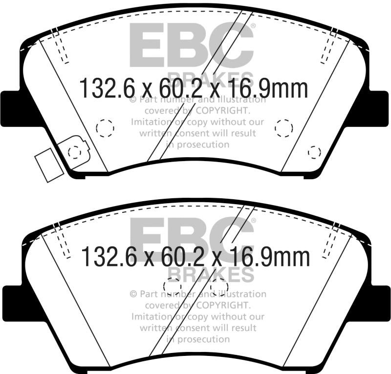EBC Ultimax2 Brake Pad Sets - EBC 2017+ Hyundai Elantra 1.4L Turbo Ultimax2 Front Brake Pads