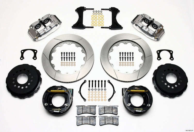 WIL Superlite Brake Kit - Wilwood Narrow Superlite 4R Rear P-Brk Kit 14.00in Polished New Big Ford 2.50in Offset
