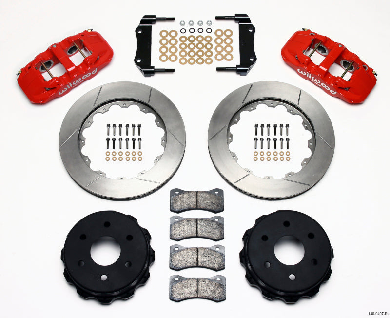 WIL Aero Brake Kit - Wilwood AERO4 RearTruck Kit 14.25in Red 1999-2010 GM 1500-SUV 1 Piston OE Caliper