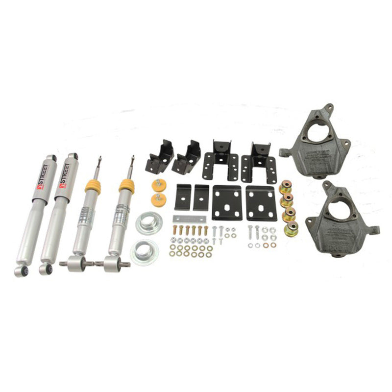 BT Lower Kit w SP Shocks - Belltech LOWERING KIT 14 Chev/GM Silverado/Sierra All Cabs 2WD 3in to 4in Front/7in Rear with Shocks