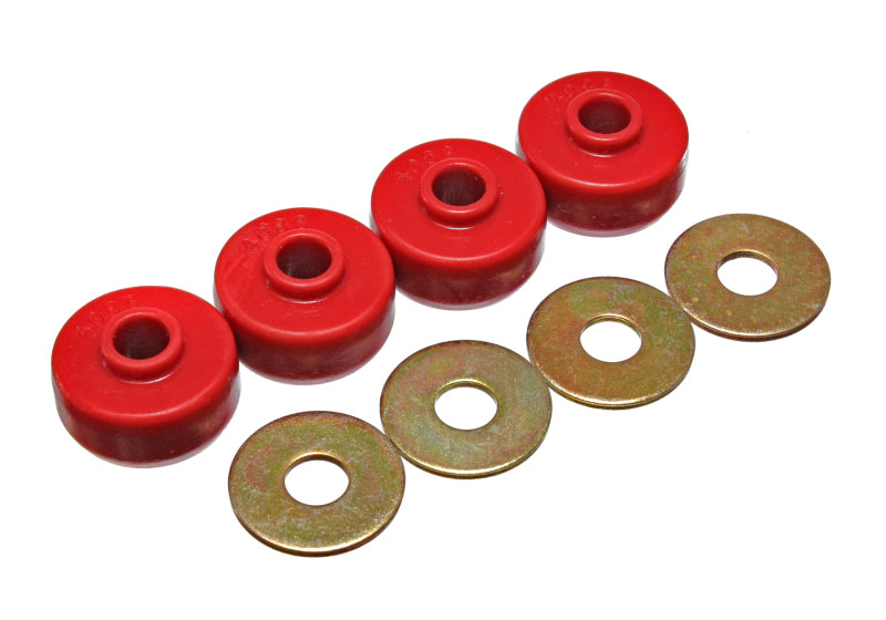 ES Spring/Shackle Bush - Red - Energy Suspension 84-96 Chevy Corvette Red Spring Cushions for Rear Leaf Spring Bushing Set