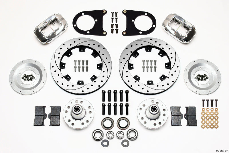 WIL Dynalite Brake Kit - Wilwood Forged Dynalite Front Kit 12.19in Drilled Polished 37-48 Ford Psgr. Car Spindle