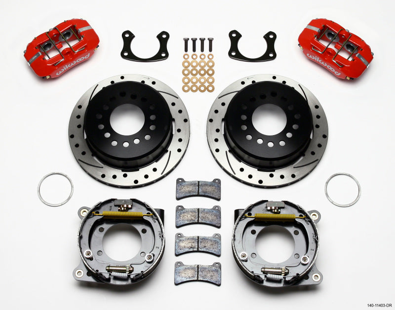 WIL Dynapro Brake Kit - Wilwood Dynapro Low-Profile 11.00in P-Brake Kit Drill-Red Small Ford 2.50in Offset