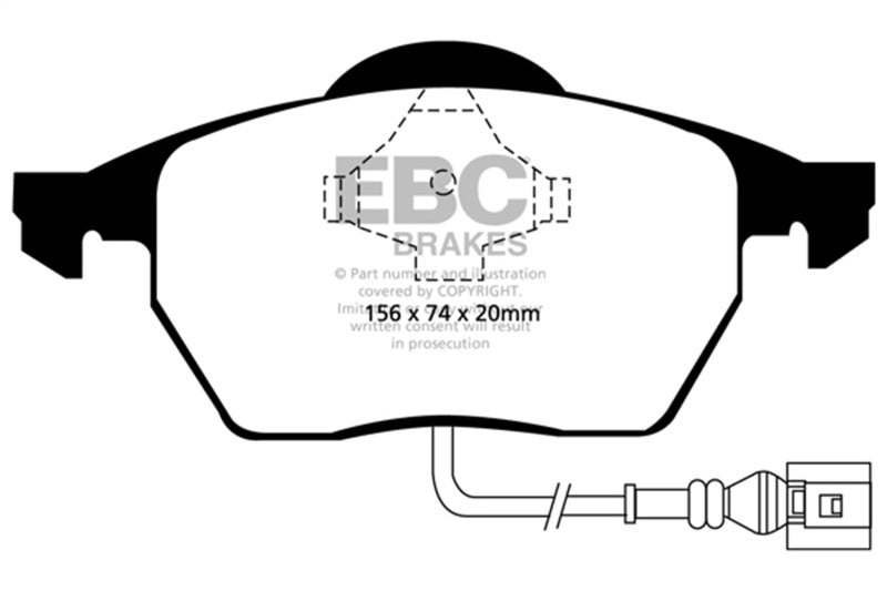 EBC Yellowstuff Brake Pad Sets - EBC 99-06 Audi TT 1.8 Turbo Yellowstuff Front Brake Pads