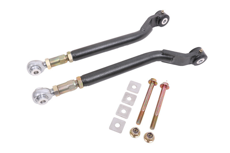 BMR Toe Rods - BMR 08-17 Challenger Rear On-Car Adj. Toe Rods Delrin/Rod End Combo - Black Hammertone