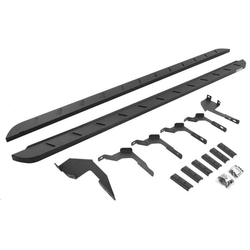 GOR RB10 Slim Running Boards - Go Rhino 19-22 Ford Ranger Crew Cab 4DR RB10 Slim Running Boards Kit (Incl. Brackets) - Tex. Blk