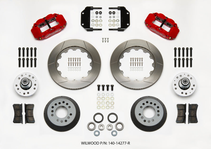 WIL Superlite Brake Kit - Wilwood Narrow Superlite 6R Front Hub Kit 14.00in Red Magnum Force Drop Spindle