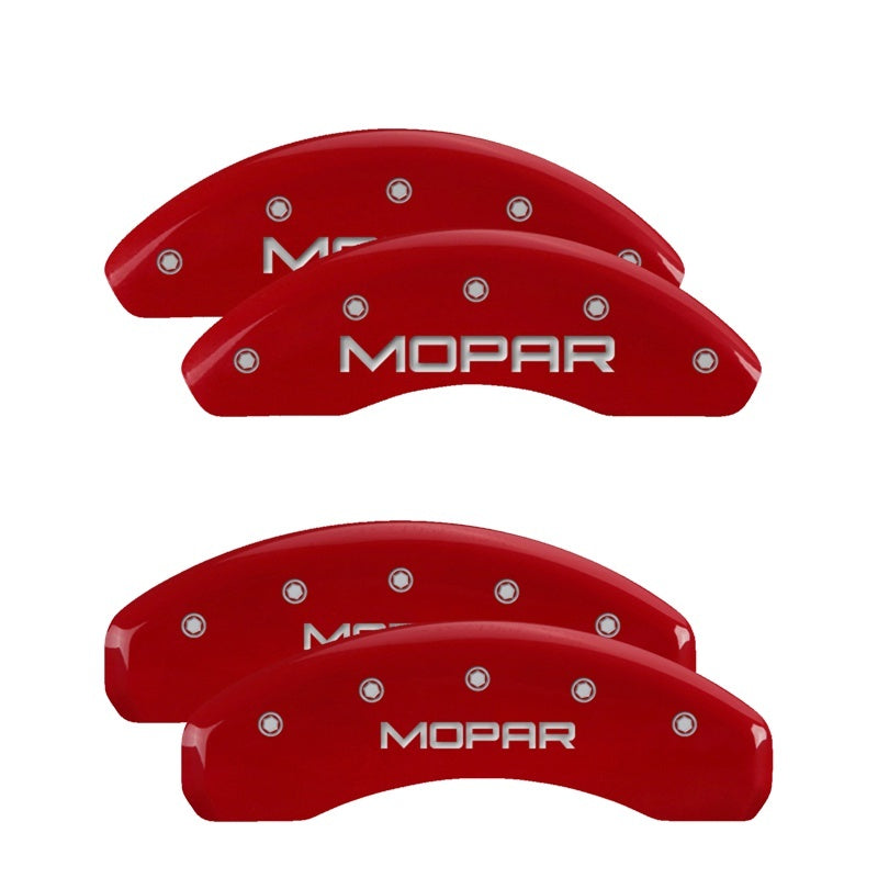 MGP Caliper Covers 4 Logo - MGP 4 Caliper Covers Engraved Front & Rear MOPAR Red finish silver ch