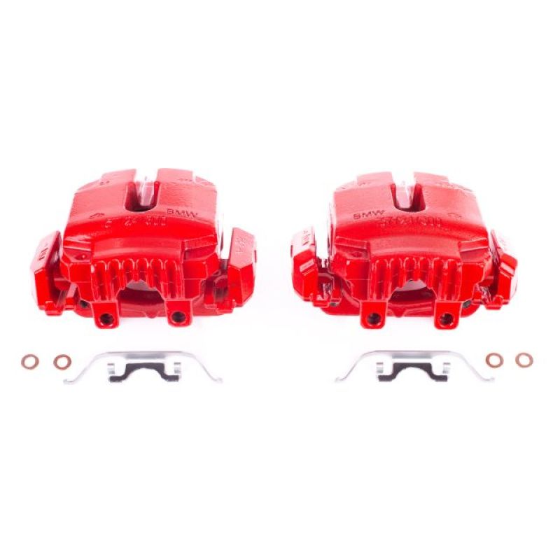 PSB Red Calipers - Power Stop 2006 BMW 325i Front Red Calipers w/Brackets - Pair