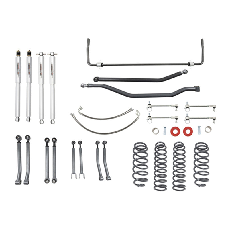 BT Lift Kit w Shocks - Belltech 07-17 Jeep Wrangler Rubicon Unlimited JK 4dr 4in Trail Perf Lift Kit w/ Rear Sway Bar