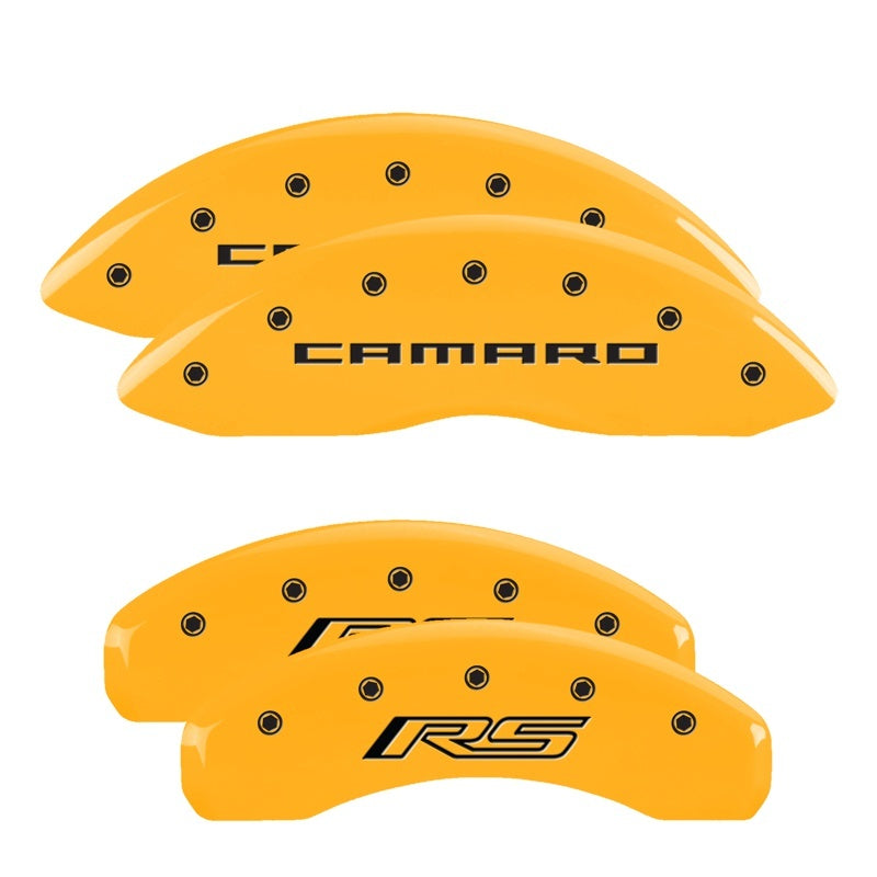 MGP Caliper Covers 4 Logo - MGP 4 Caliper Covers Engraved Front Gen 5/Camaro Engraved Rear Gen 5/RS Yellow finish black ch