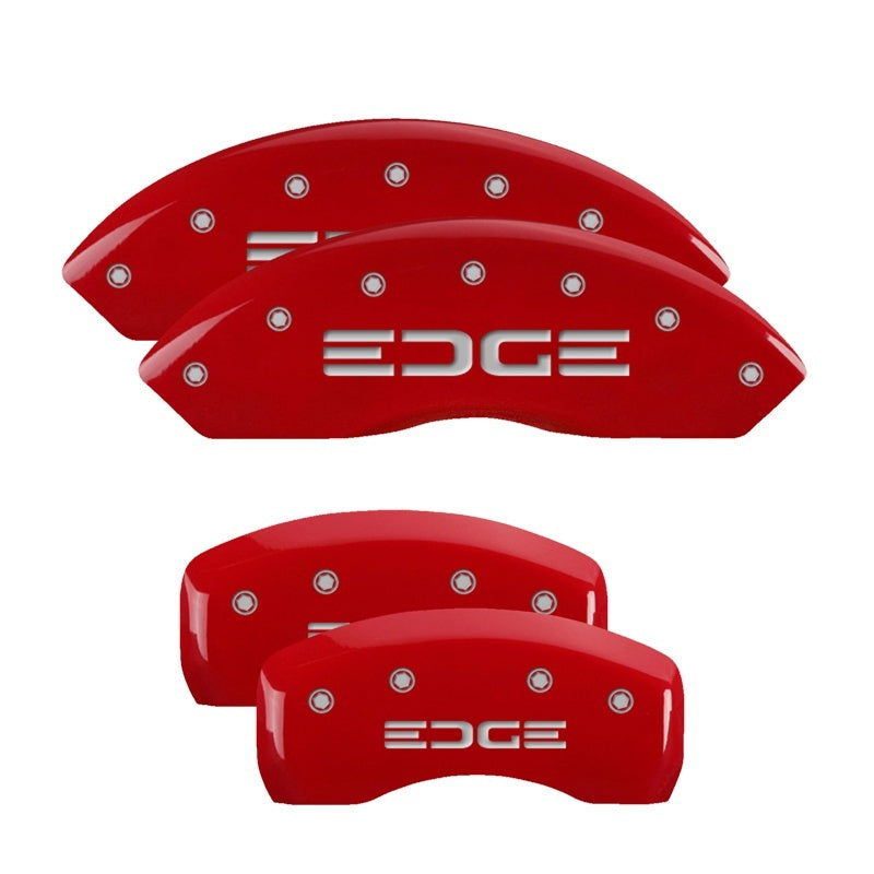 MGP Caliper Covers 4 Logo - MGP 4 Caliper Covers Engraved Front & Rear Edge Red finish silver ch