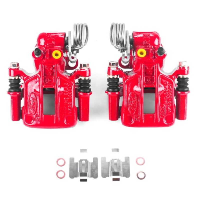 PSB Red Calipers - Power Stop 93-07 Ford Taurus Rear Red Calipers w/Brackets - Pair