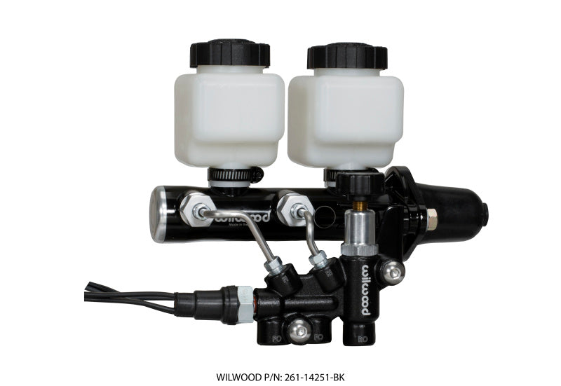 WIL Master Cylinder - Wilwood Tandem Remote M/C Kit w L/H Bracket & Prop Valve - 1in Bore Black