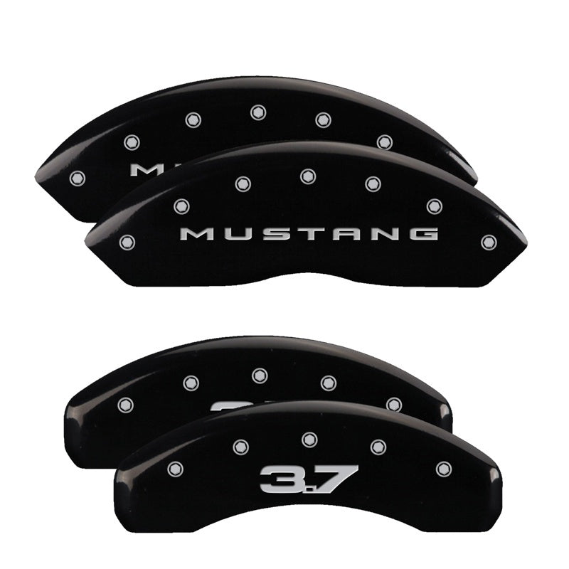 MGP Caliper Covers 4 Logo - MGP 4 Caliper Covers Engraved Front 2015/Mustang Engraved Rear 2015/37 Black finish silver ch