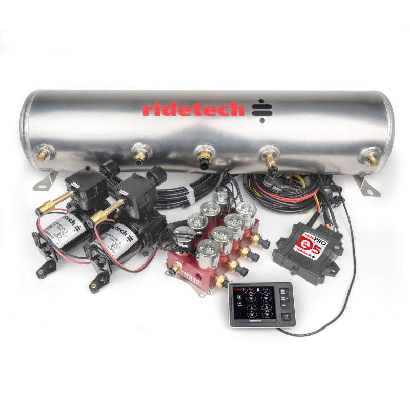 RID Air Control System - Ridetech RidePro E5 Air Ride Control System 5 Gal Dual Compressor High Flow Big Red 3/8in Valves