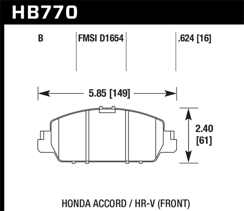HAWK HPS 5.0 Brake Pad Sets - Hawk 13-17 Honda Accord HPS 5.0 Front Brake Pads