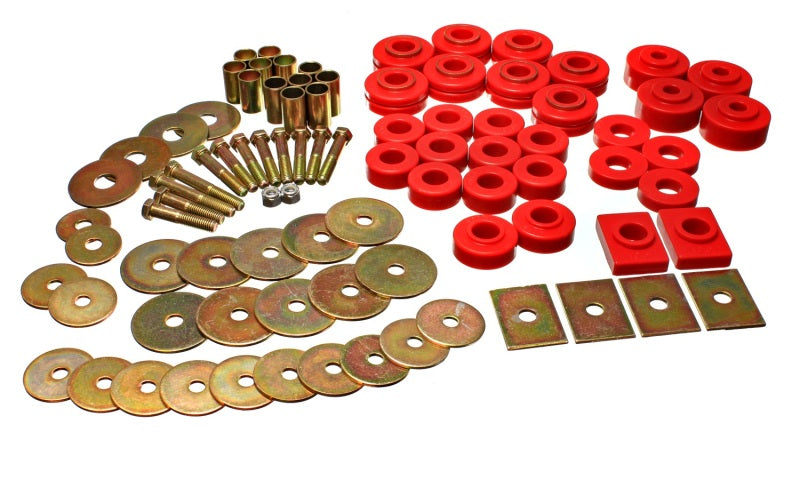 ES Body Mounts - Red - Energy Suspension 64-67 Buick Century/Regal/Grand National/Skylark/Special Red Body Mount Set