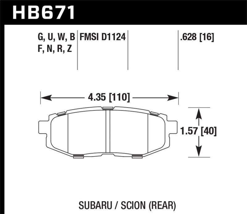 HAWK HPS 5.0 Brake Pad Sets - Hawk 2013-2014 Scion FR-S Base 2dr Coupe HPS 5.0 Rear Brake Pads