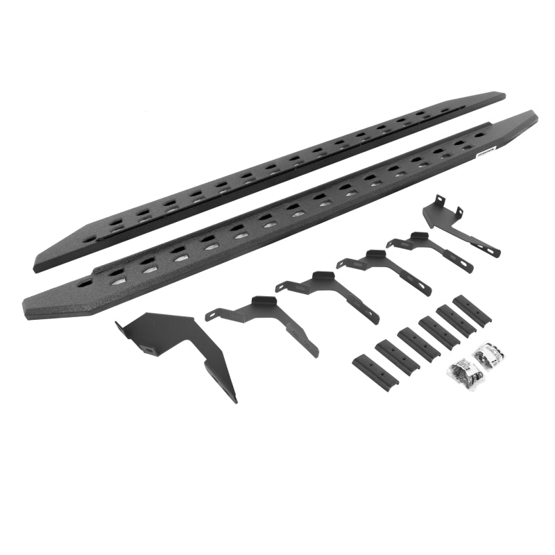 GOR RB20 Slim Running Boards - Go Rhino 19-22 Ford Ranger Crew Cab 4DR RB20 Slim Running Boards Kit (w/Brackets) - Bedliner Coating