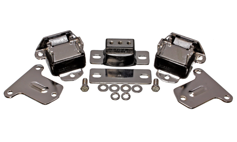 ES Eng/Trans Combo Kit - Black - Energy Suspension 69-71 Camaro / 70-73 Monte Carlo Blk Motor and Transmission Mounts; Chrome Finish