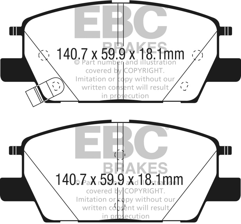 EBC Greenstuff Brake Pad Sets - EBC 2016+ Chevrolet Malibu 1.5L Turbo (Elec PB) Greenstuff Front Brake Pads