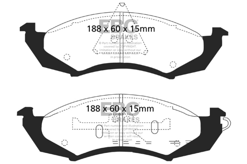 EBC Ultimax2 Brake Pad Sets - EBC 89-91 Ford Thunderbird 3.8 Ultimax2 Front Brake Pads