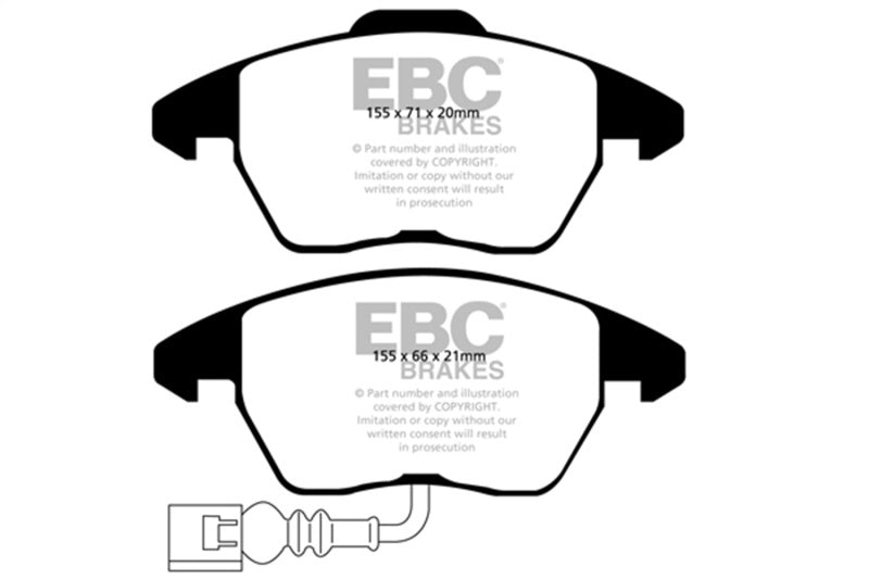 EBC Ultimax2 Brake Pad Sets - EBC 07-09 Audi TT 2.0 Turbo Ultimax2 Front Brake Pads