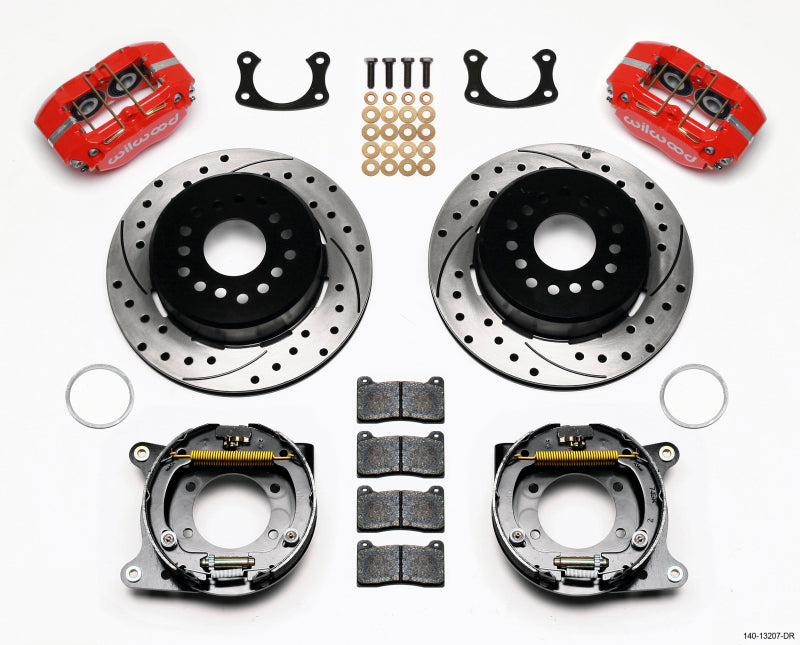 WIL Dynapro Brake Kit - Wilwood Dynapro Dust-Boot P/S Park Brake Kit Drilled Red New Big Ford 2.50in Offset