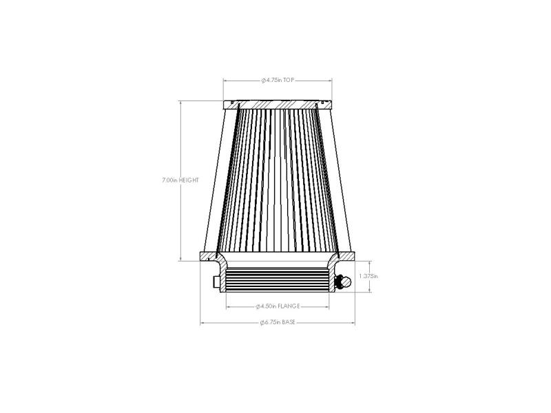 AFE Universal D2 Dura Dry Air Filter - aFe POWER Universal Clamp-On Air Filter w/ D2 Dura-Dry Media - 4.5in F x 7in B x 4.75in T x 7in H