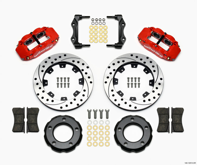 WIL Superlite Brake Kit - Wilwood Narrow Superlite 4R Front Kit 12.19in Drilled Red 82-86 Jeep CJ